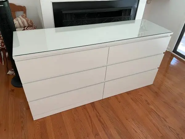 Ikea Dresser with Glass Top