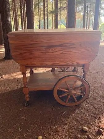 Vintage Drop Leaf Tea/Bar Cart with Drawer and Tray Like New Condition
