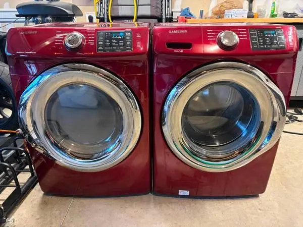 Red frontload washer/dryer set
