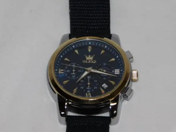 OLEVS GOLD AND SILVER TONE CHRONOGRAPH WATCH ~ VERY GOOD CONDITION