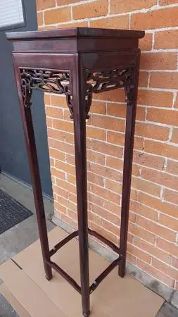 Tall Accent Table Carved Chinese Plant Pedestal