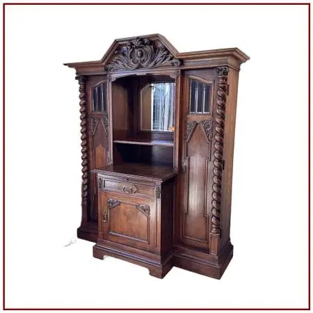 French Henry Ii Style Oak Hunt Cabinet