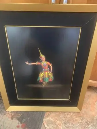 Thai Temple Dancer Original Painting Framed