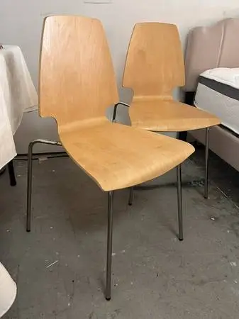 Set of 2 Bentwood Chairs with Metal Legs