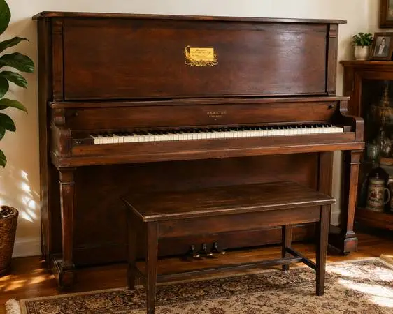 Antique 1927 Roaring 20s Hamilton Upright Grand Piano w/ Bench
