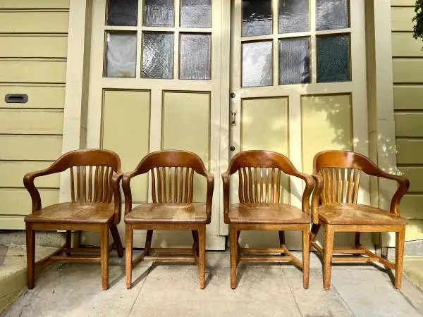 Set of 4 Antique Phoenix Chair Co. Oak Banker’s / Courthouse Chairs (aka “Ca