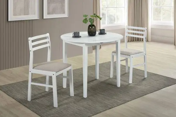 Cute Round Dining with Drop Leaves Table with Chairs