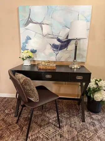 Nice Black Desk and NEW Chair-PRICE REDUCED!