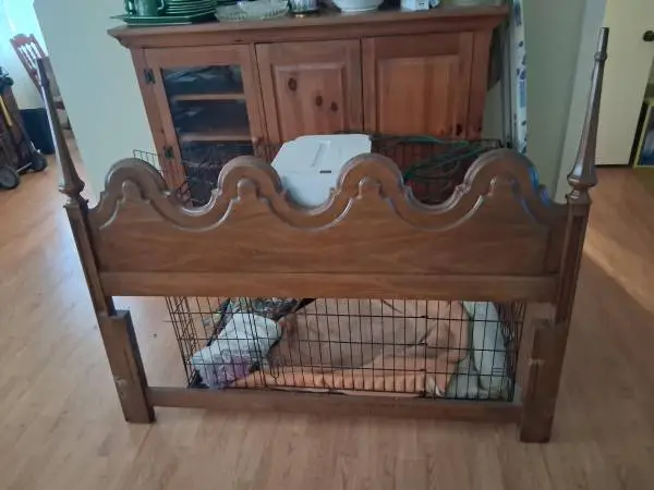 Vintage Solid Wood Headboard w/ Hardware - Queen Size