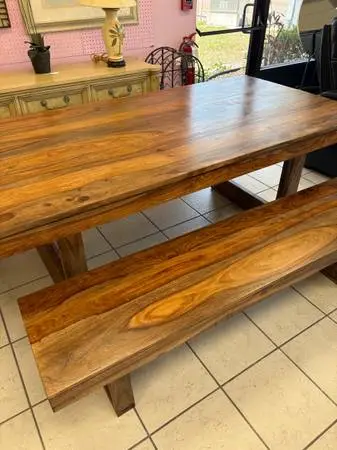 Natural Wood Table with one Bench