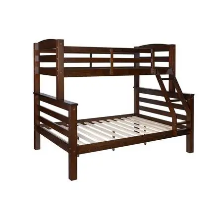 Brown wood bunk bed with mattresses included
