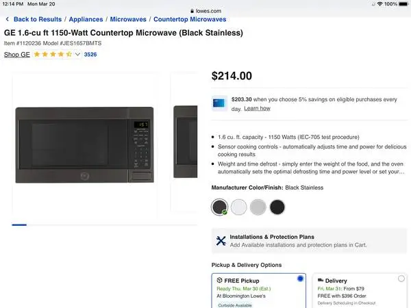 New GE 1.6 ft.³ 1500-Watt Countertop Microwave ( Black Stainless)