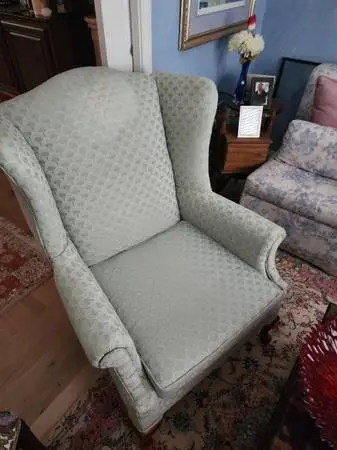 PAIR OF FABRIC WINGBACK CHAIRS