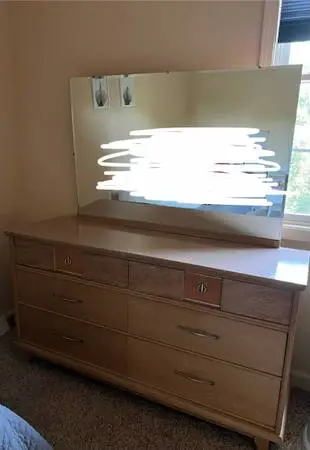 Wood dresser with mirror