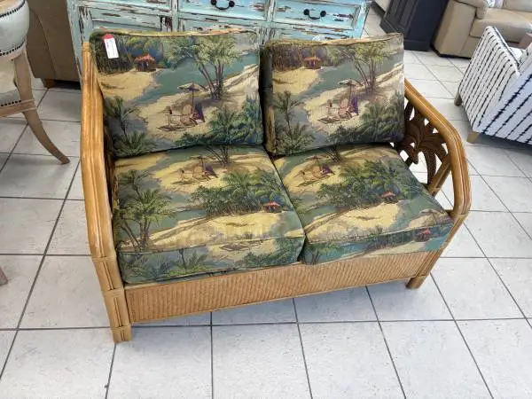 Coastal beachy Rattan Loveseat