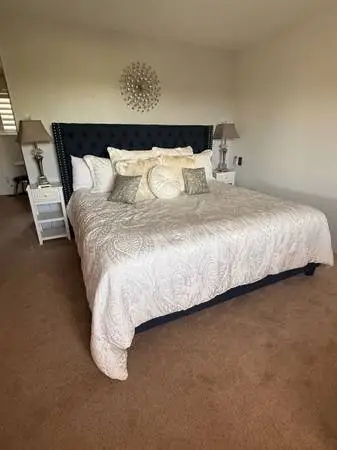 King Blue stuffed & Tufted bed frame & mattress