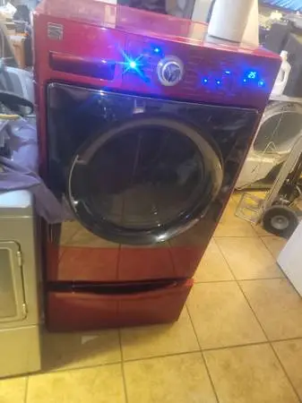 27 Kenmore Elite nice dryer,cherry red,pedestal full refurbish, steam