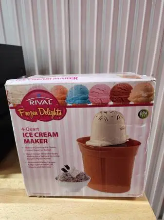 New RIVAL Frozen Delight 2-Quart Ice Cream Yogurt Sorbet Maker