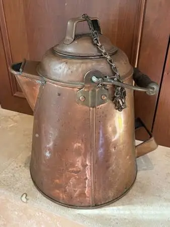 SOLD Antique Jumbo Western Chuckwagon Campfire Copper Kettle