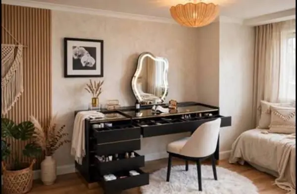 Black LED Vanity + 2 Rattan Lights Bundle - FREE Delivery - $900 Retail