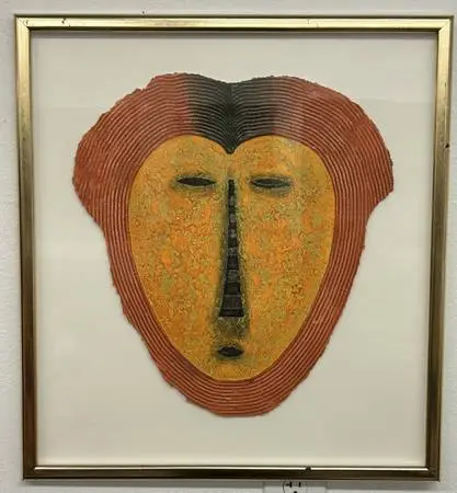 Alain Berck Vitz French Artist Carborundum Etching Stylized Lion Mask