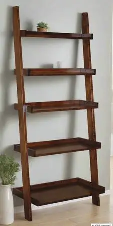 Cherrywood leaning ladder shelves