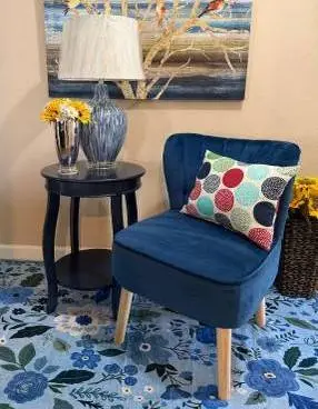 Cute Blue Velvet Chair-PRICE REDUCED!