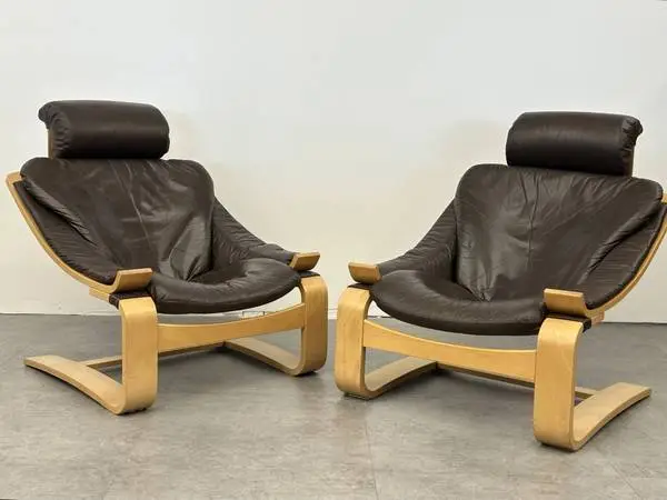 Mid Century Lounge Chair KROKEN Chairs by Ake Fribytter Sweden $865 Ea