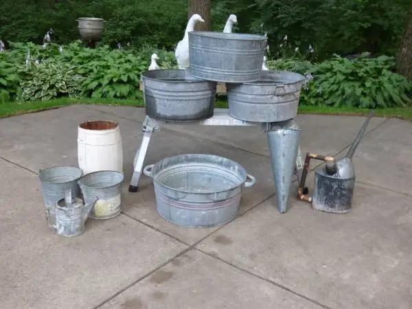 Antique Cream City Tub & other Tubs & Cans
