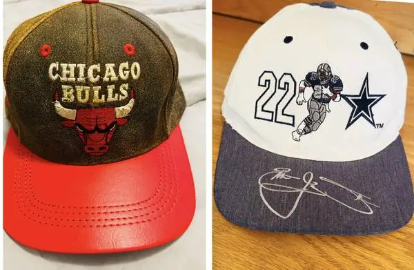 Dallas cowboys and Chicago bulls 1990s hats