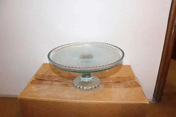 Cut glass pedestal cake stand