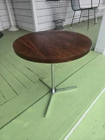 Mid Century Modern Diminutive Rosewood and Chrome Occasional Table