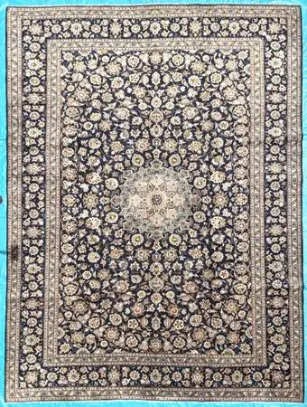 VINTAGE PERSIAN KASHAN HAND KNOTTED RUG, 10.0 x 13.3