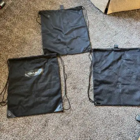 Set of 3 Black Mesh Drawstring Bag/Backpacks 15.5 x 18 H