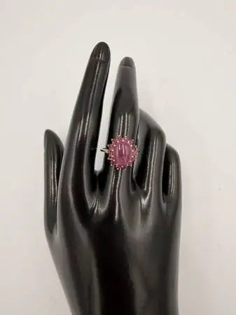 14k Gold Star Ruby Cabochon Cocktail Ring Size 7.5