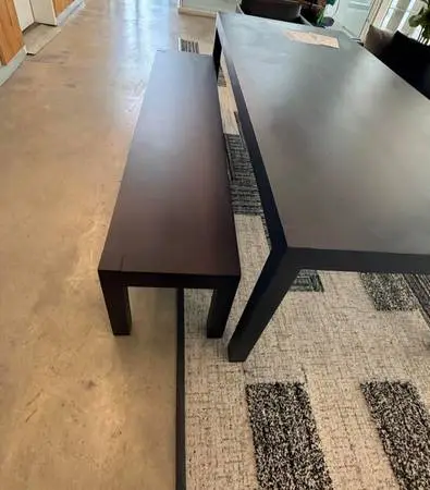 Retail $2300: Isador Dining Table 96 & Black Isador Dining Bench 86