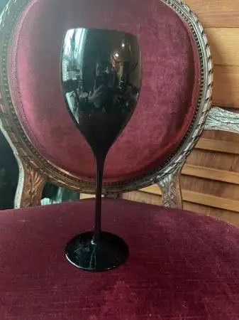 VESSELS OF THE HIDDEN FLAME—HAND- BLACK AMETHYST STEMWARE