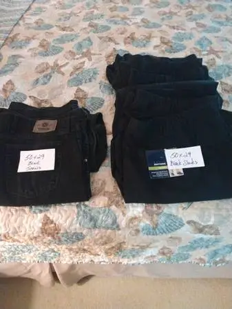 Mens 50 x 29 Black Pants