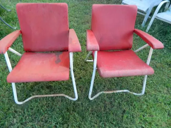 2 vintage heavy metal patio chairs