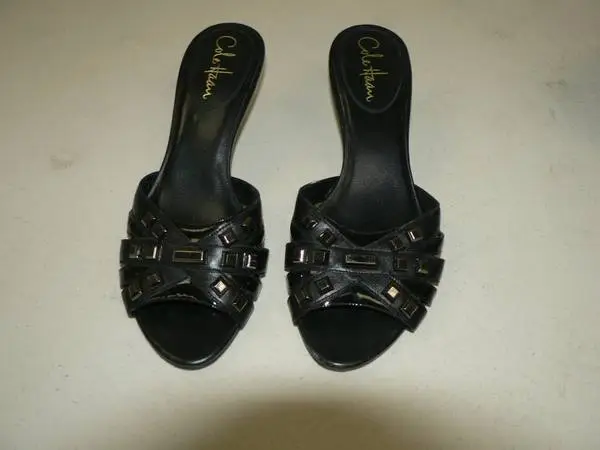 COLE HAAN  Nike Air Sole,Women’s Black Leather Sandals Size 8B