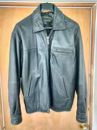 Vintage Mens Full Grain Calfskin Genuine Leather Jacket Black L