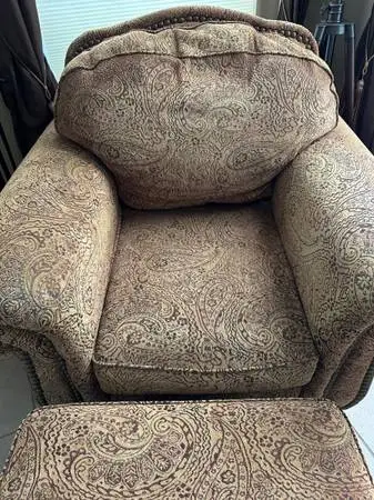 Comfortable paisley print chair and or matching ottoman