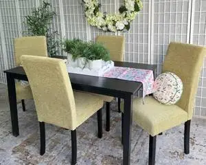 Nice Black Table and four NEW Pear colored Chairs