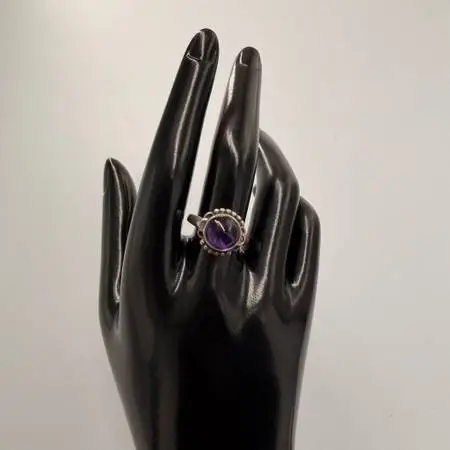 Sterling Silver Amethyst Cabochon Ring Size 9