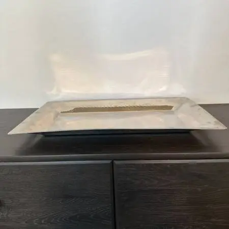 Silver Hammered Rectangular Tray- 13X22X2H