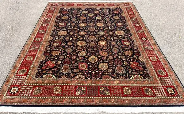 PERSIAN TABRIZ ALLOVER AFSHAN HAND-KNOTTED RUG, 9.0 x 12.3
