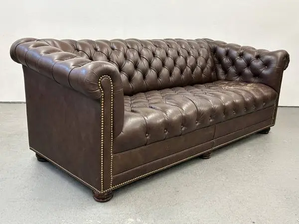Hancock and Moore Brown Leather Chesterfield Sofa Couch