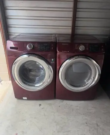 Maroon Samsung Washer And Electric Dryer Matching Set