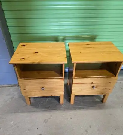 Two solid wood nightstands