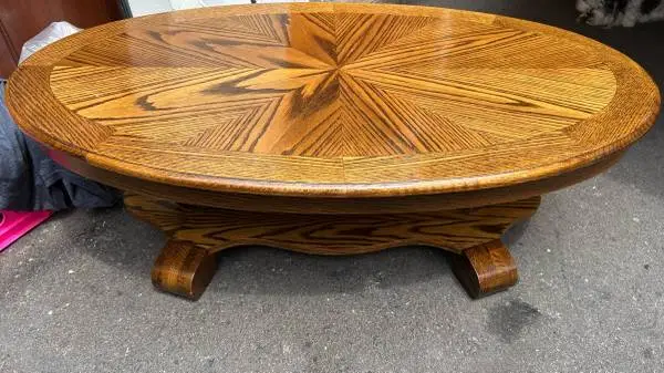 vintage oval oak coffee table L48”*W28”*H17”(address in description)